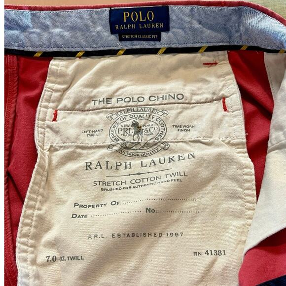 Polo Ralph Lauren men’s size 33 Stretch Classic Fit Polo Chinos. Red, easy care - Picture 5 of 9